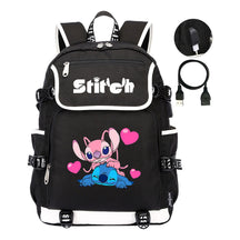 Anime Star Baby Stitch Printed Usb Student Backpack For Men And Women's Leisure Travel Backpack