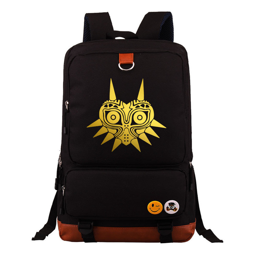 Golden Printed Youth Student Backpack, Travel Bag, Men's And Women's Backpack