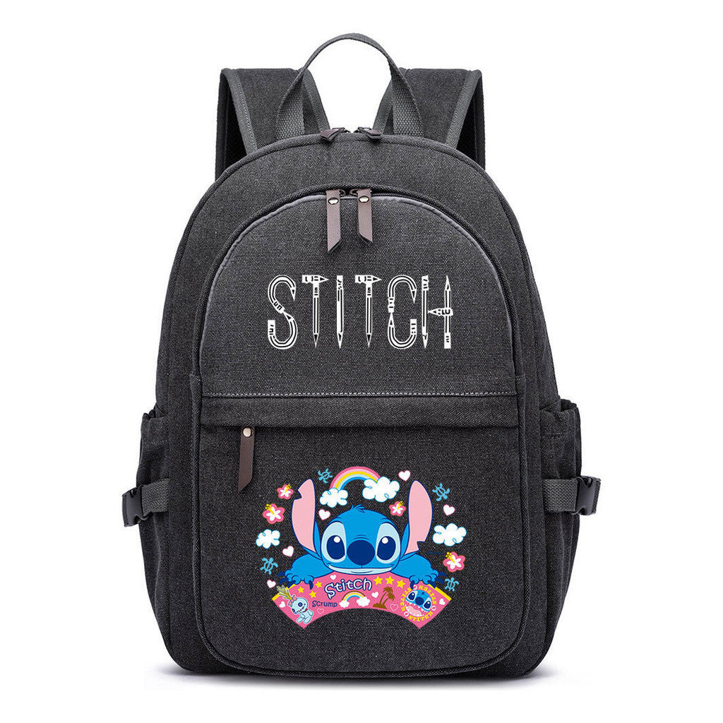 Anime Star Baby Stitch Printed Youth Student Backpack For Men And Women With Casual Woven Straps Backpack