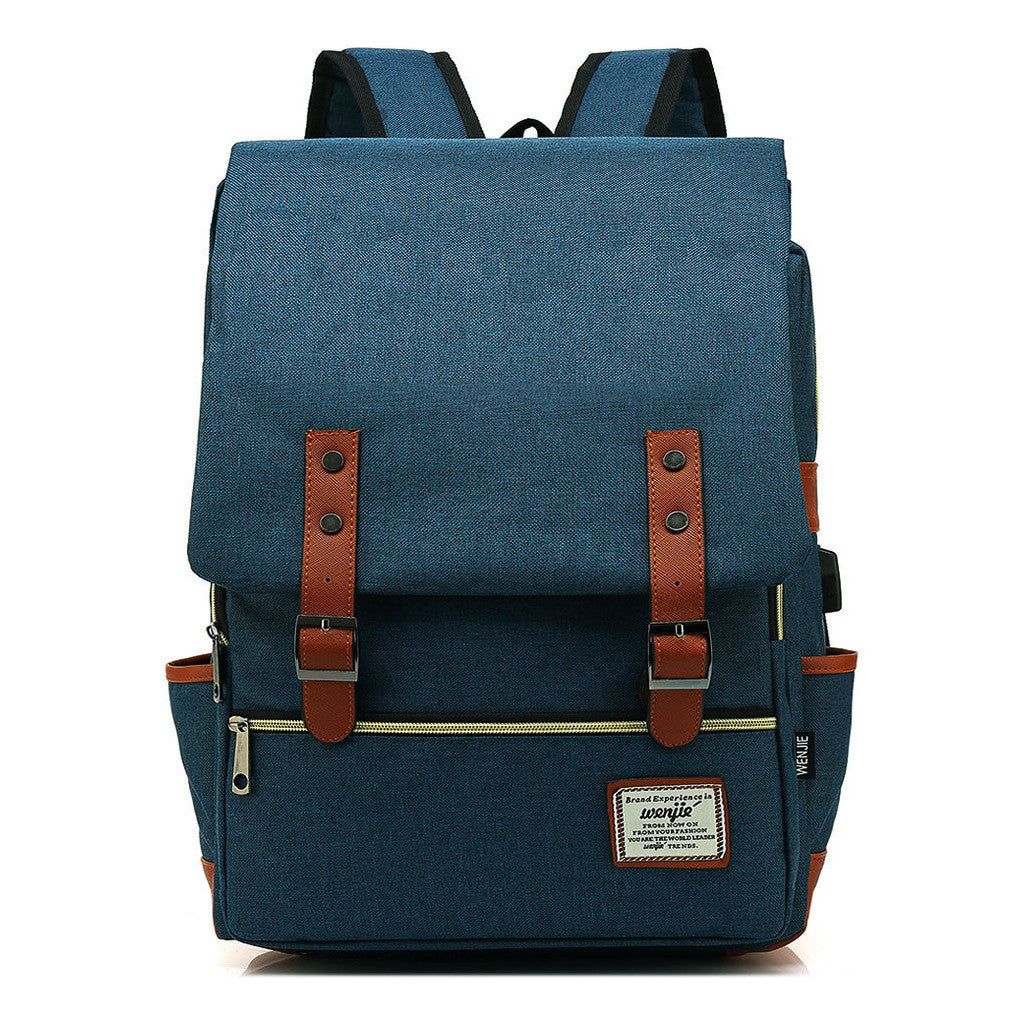 Usb Youth Student Backpack For Men And Women With Casual Belt Buckle Printed Backpack