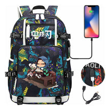Cartoon Printed Usb Large Capacity Youth Student Backpack For Men And Women's Leisure Travel Backpack