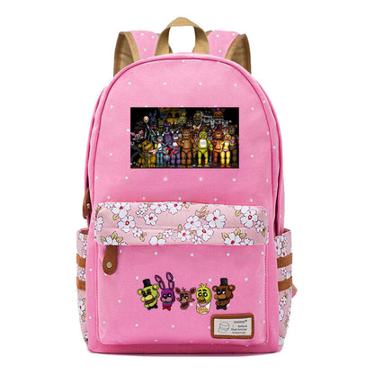 Toy Bear Game, Fashionable Print, Teenage Girl Student Backpack, Casual Canvas Backpack