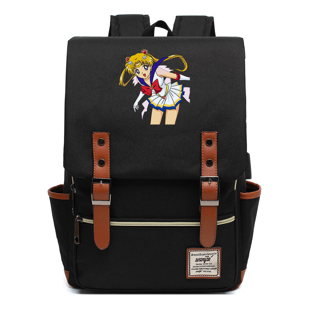 Anime Beauty Girl Warrior Youth Student School Bag Usb Men's And Women's Leisure Backpack