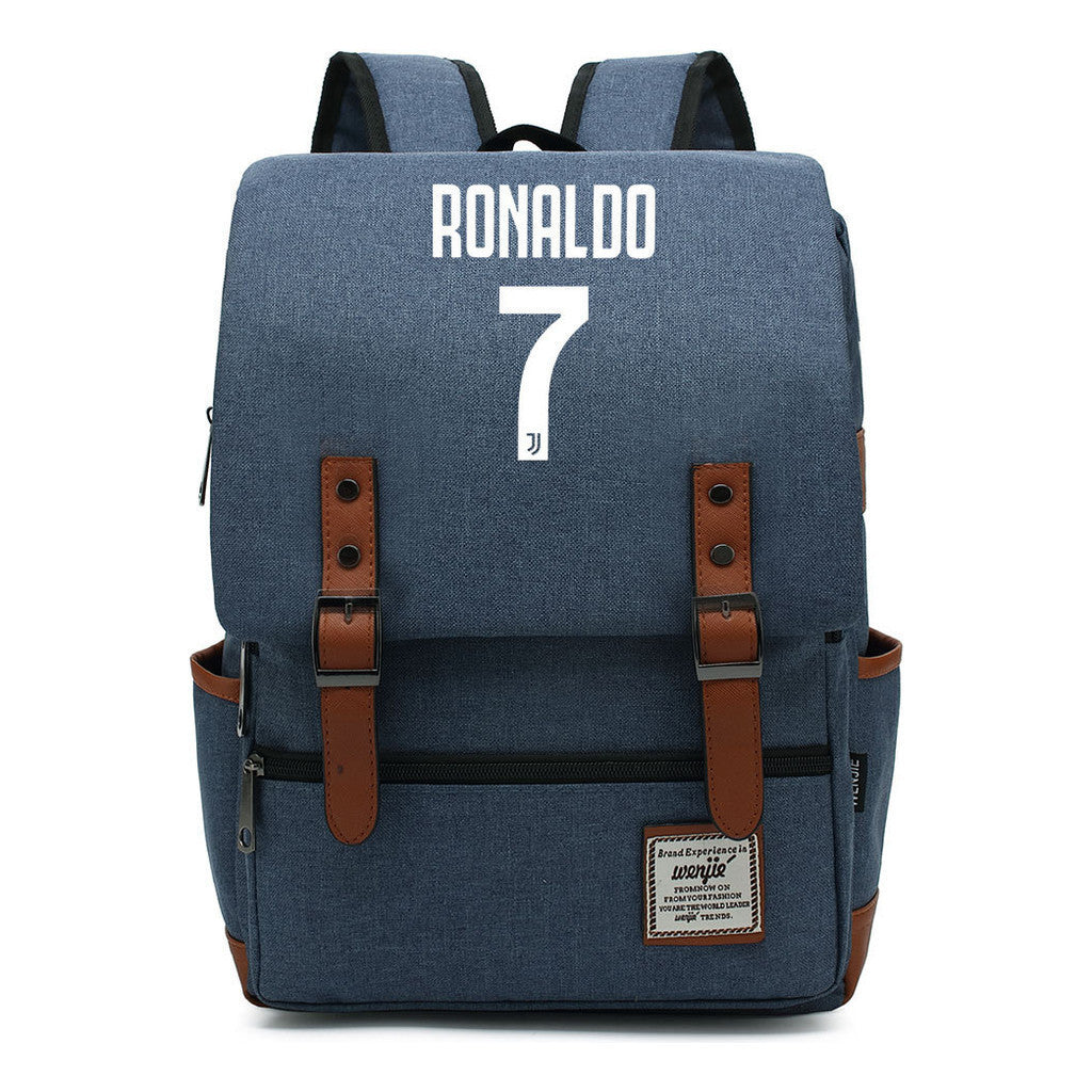 Football Star Cristiano Ronaldo Printed Student Backpack For Men And Women's Casual Classic Backpack