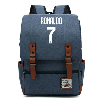 Football Star Cristiano Ronaldo Printed Student Backpack For Men And Women's Casual Classic Backpack