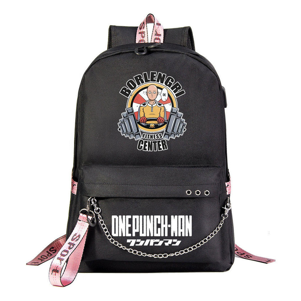 Comic One Punch Superman Printed Usb Youth Student Backpack Men's And Women's Leisure Travel Backpack
