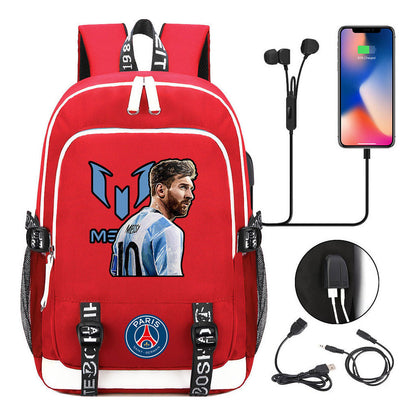 Sports Football Star Usb Youth Student Backpack For Men And Women's Leisure Sports Backpack