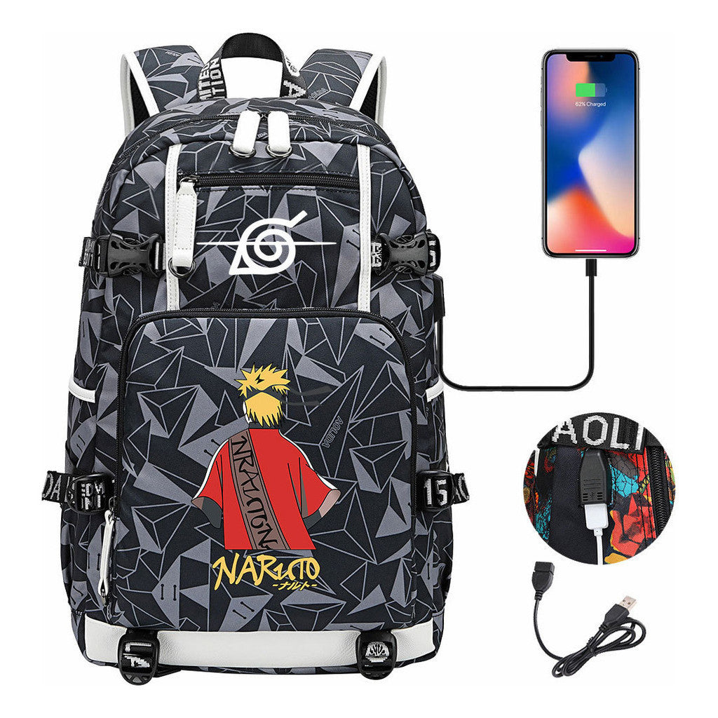 Printed Usb Youth Student School Bag Leisure Large Capacity Travel Backpack