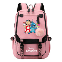 Interstellar Baby Stitch Usb Backpack For Boys And Girls, Casual Woven Strap Flip Back Backpack