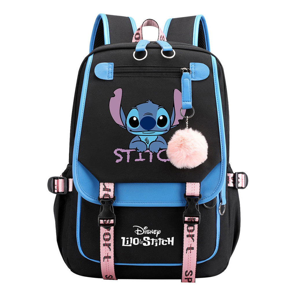 Interstellar Baby Stitch Usb Backpack For Boys And Girls, Casual Woven Strap Flip Back Backpack