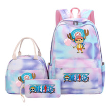 Cartoon Pirate King  Student Girl Backpack Lunch Bag Three Piece Set Backpack