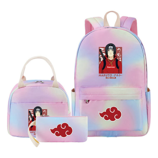 Naruto Teenage Student Girls School Bag Lunch Bag Three Piece Set Backpack Set