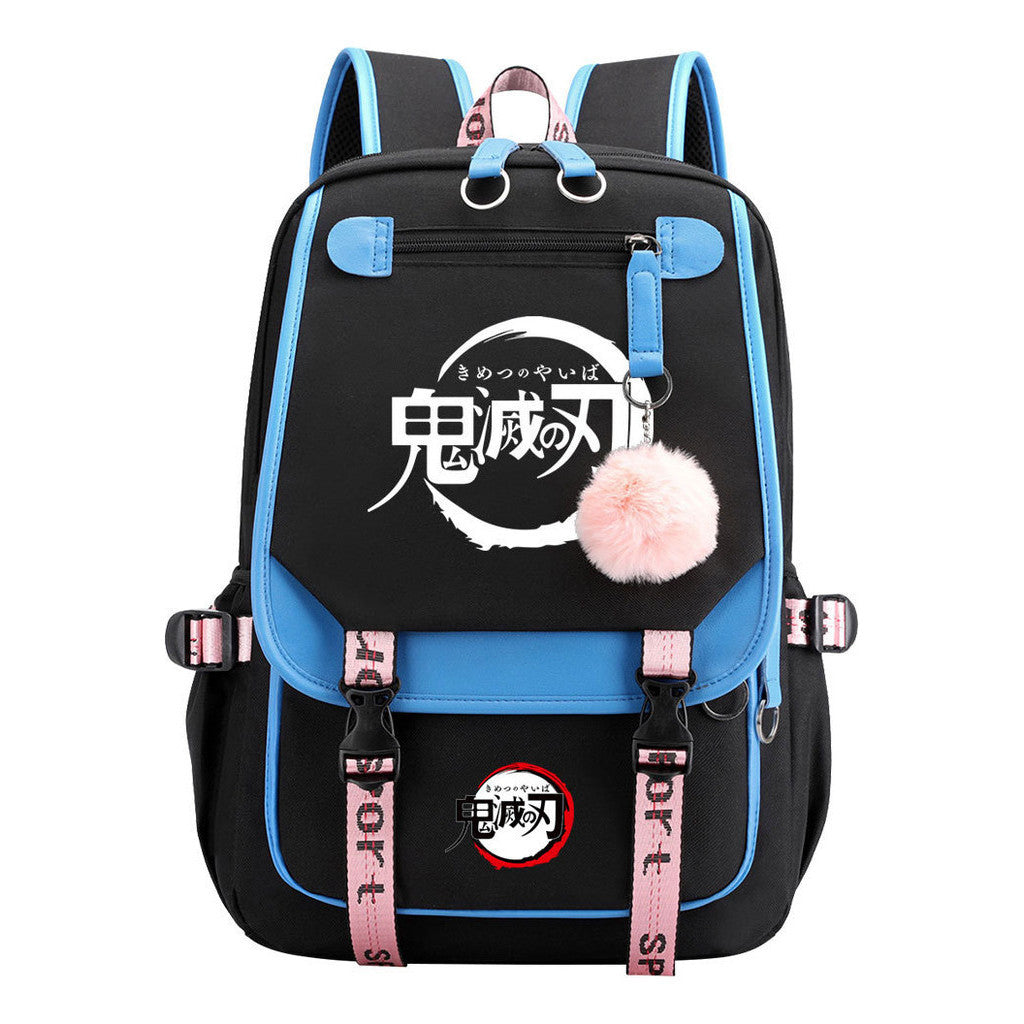 Japanese Cartoon Fashion Usb Youth Student Backpack With Casual Woven Strap Flip Back Backpack
