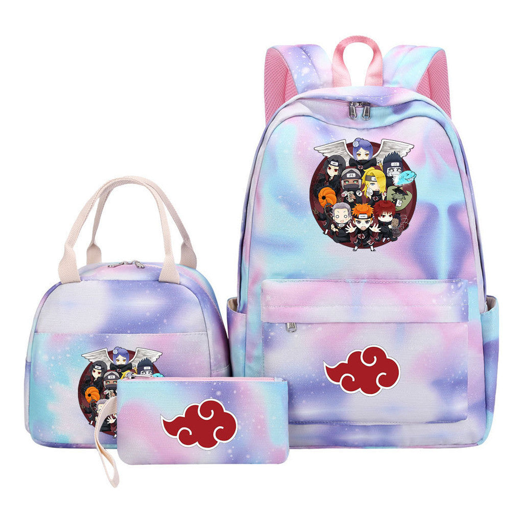 Naruto Student Girl Backpack Lunch Bag Three Piece Set Backpack Set