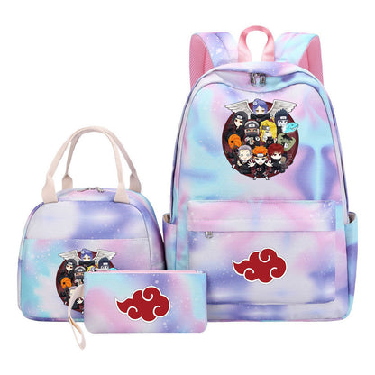 Naruto Student Girl Backpack Lunch Bag Three Piece Set Backpack Set