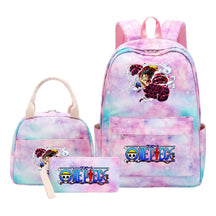 Cartoon Manga Pirate Wang Qing Student Girls School Bag Lunch Bag Three Piece Set Backpack Set