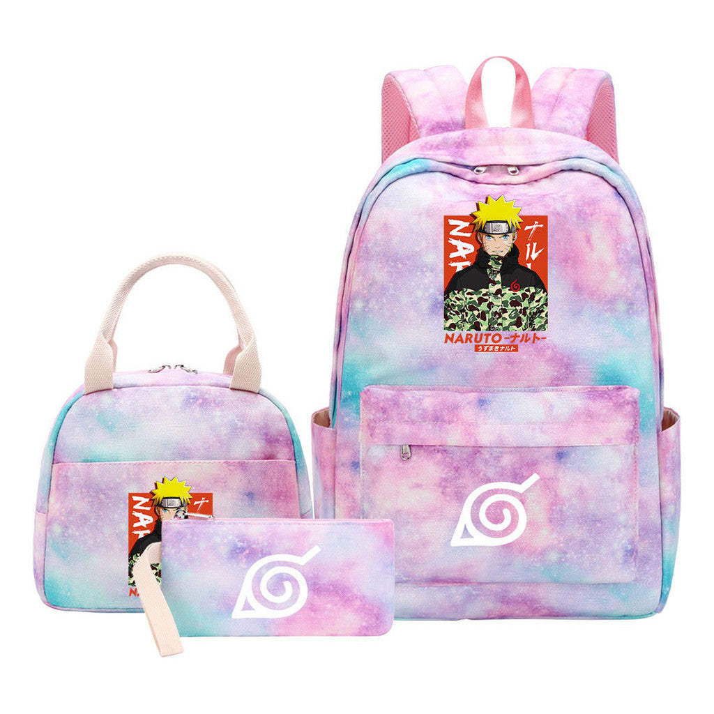 Naruto Teenage Student Girls School Bag Lunch Bag Three Piece Set Backpack Set