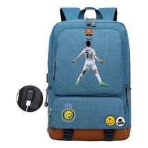 Football Star Cristiano Ronaldo Printed Usb Youth Student Backpack For Leisure Travel Backpack