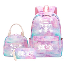 Cartoon Pirate King Youth Student Girls School Bag Lunch Bag Three Piece Set Backpack Set