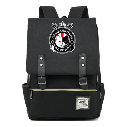 Printed Teenage Student Backpack For Men And Women With Casual Belt Buckle Classic Backpack