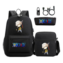 Cartoon Pirate King Usb Password Lock Youth Student Backpack Three Piece Set Backpack