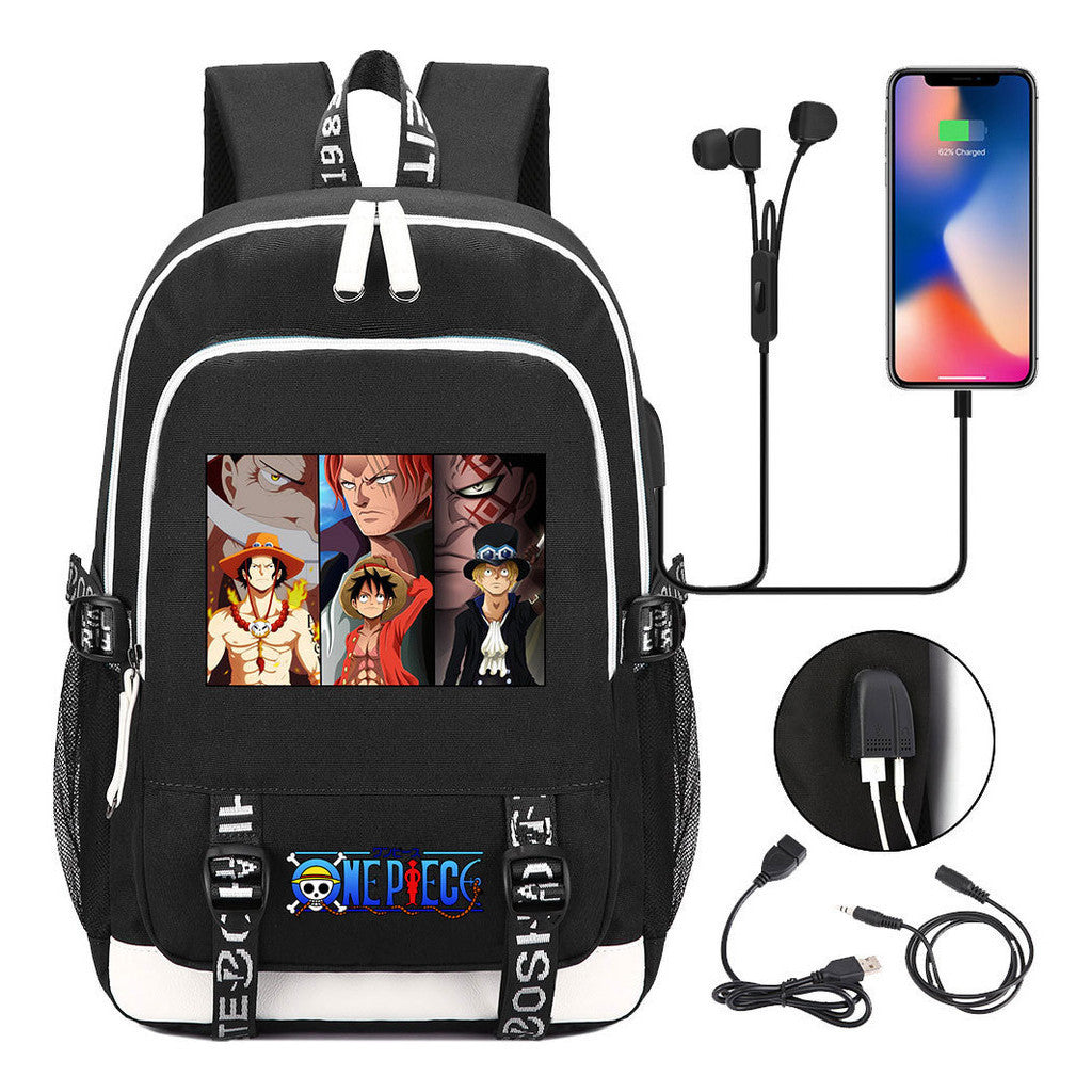 Pirate King Lufei Youth Student School Bag Usb Men's And Women's Leisure Backpack