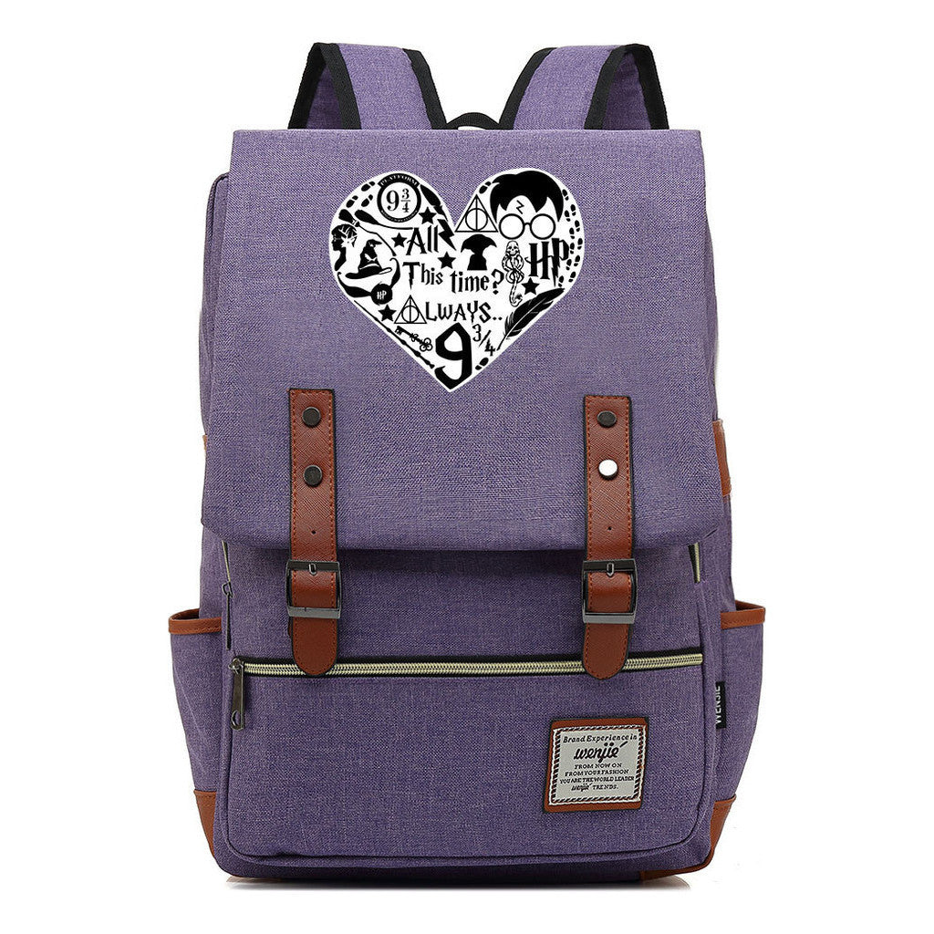 School Of Witchcraft And Wizardry Printed Youth Student School Bag Casual Belt Buckle Classic Backpack