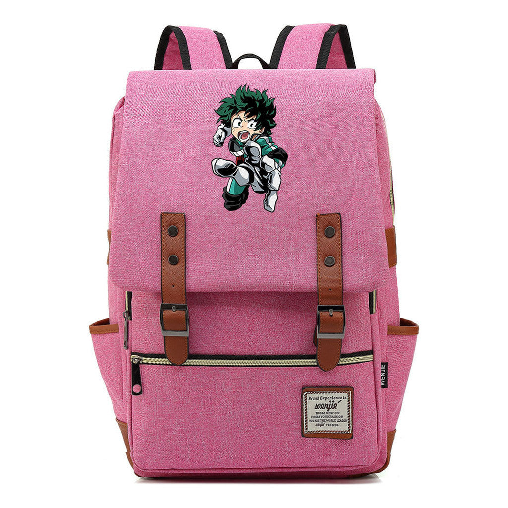 Anime My Heroes Academy Printed Youth Student Backpack Men's And Women's Leisure Belt Buckle Classic Backpack