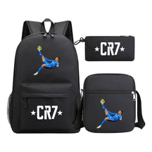 Sports star Cristiano Ronaldo printed youth student backpack 3-piece set for boys and girls backpack set