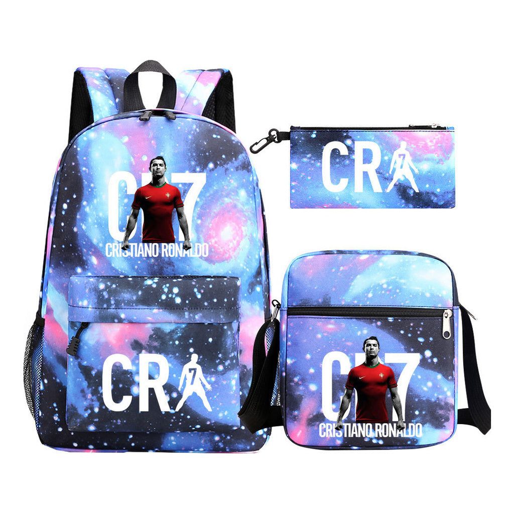 Football Star Cristiano Ronaldo Printed Youth Student Backpack 3pcs/Set Backpacks