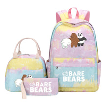 Cartoon Cute Three Bears Youth Student Girls School Bag Lunch Bag Three Piece Set Backpack Set