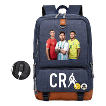 Football Star Cristiano Ronaldo Printed Usb Student Backpack For Leisure Travel Backpack