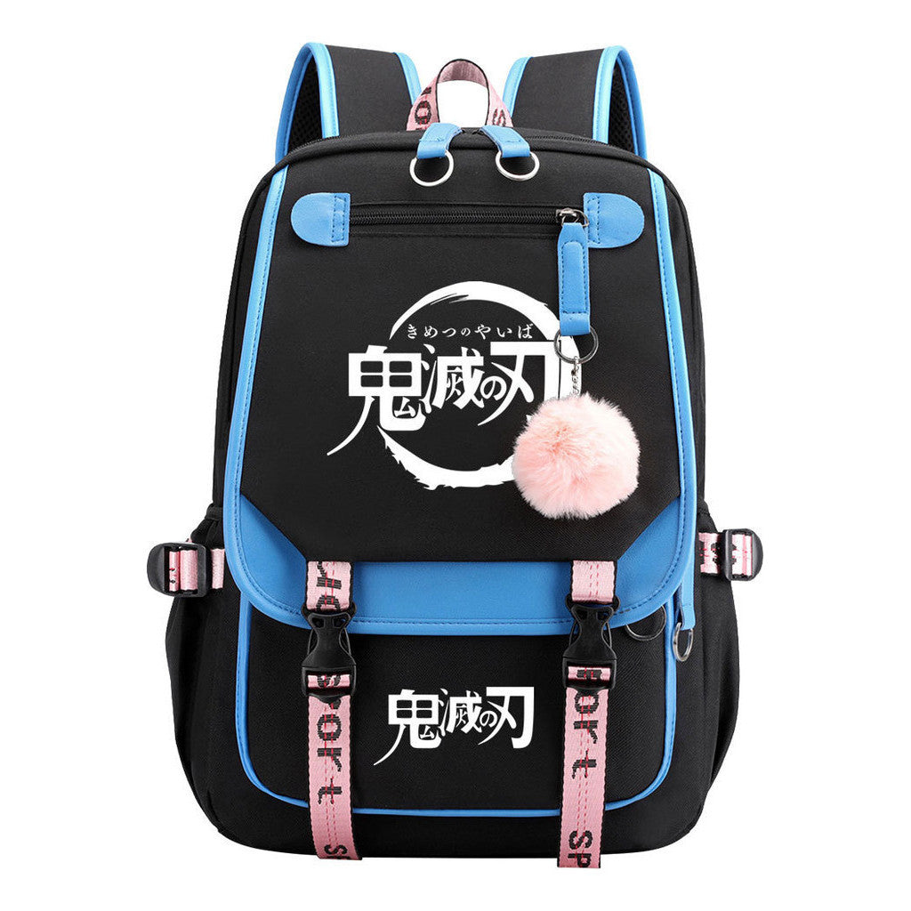 Cartoon Fashion Usb Youth Student School Bag Casual Ribbon Flip Backpack
