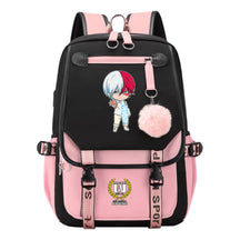 My Heroes Academy Usb Student Backpack, Casual Woven Strap Flip Back Backpack