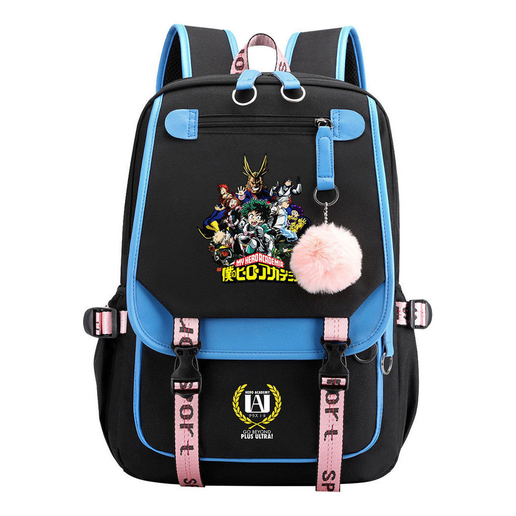 My Heroes Academy Usb Student Backpack, Casual Woven Strap Flip Back Backpack