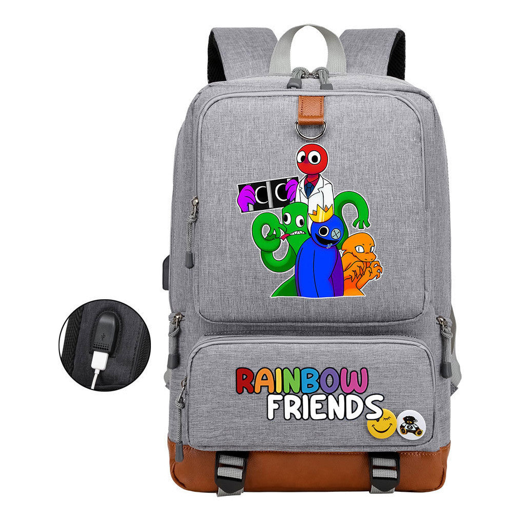 Rainbow Friend Usb Youth School Bag Leisure Travel Backpack