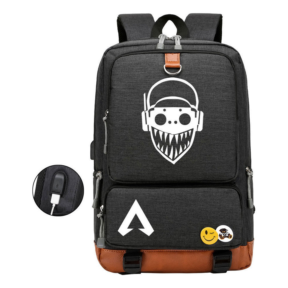 Apex Hero Print Usb Student Backpack For Leisure Travel Backpack