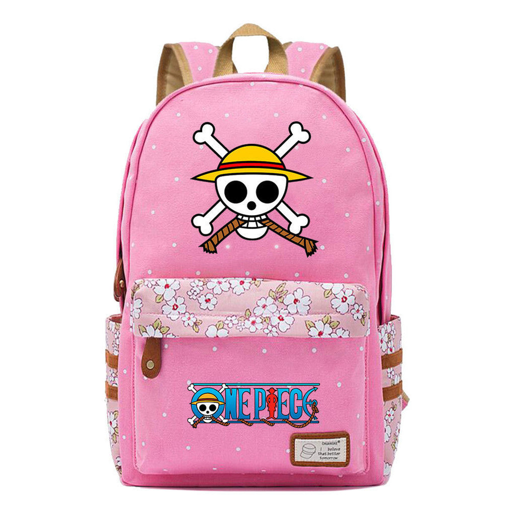 Anime Pirate King Lufei Printed Student School Bag Fragmented Flower Leisure Backpack
