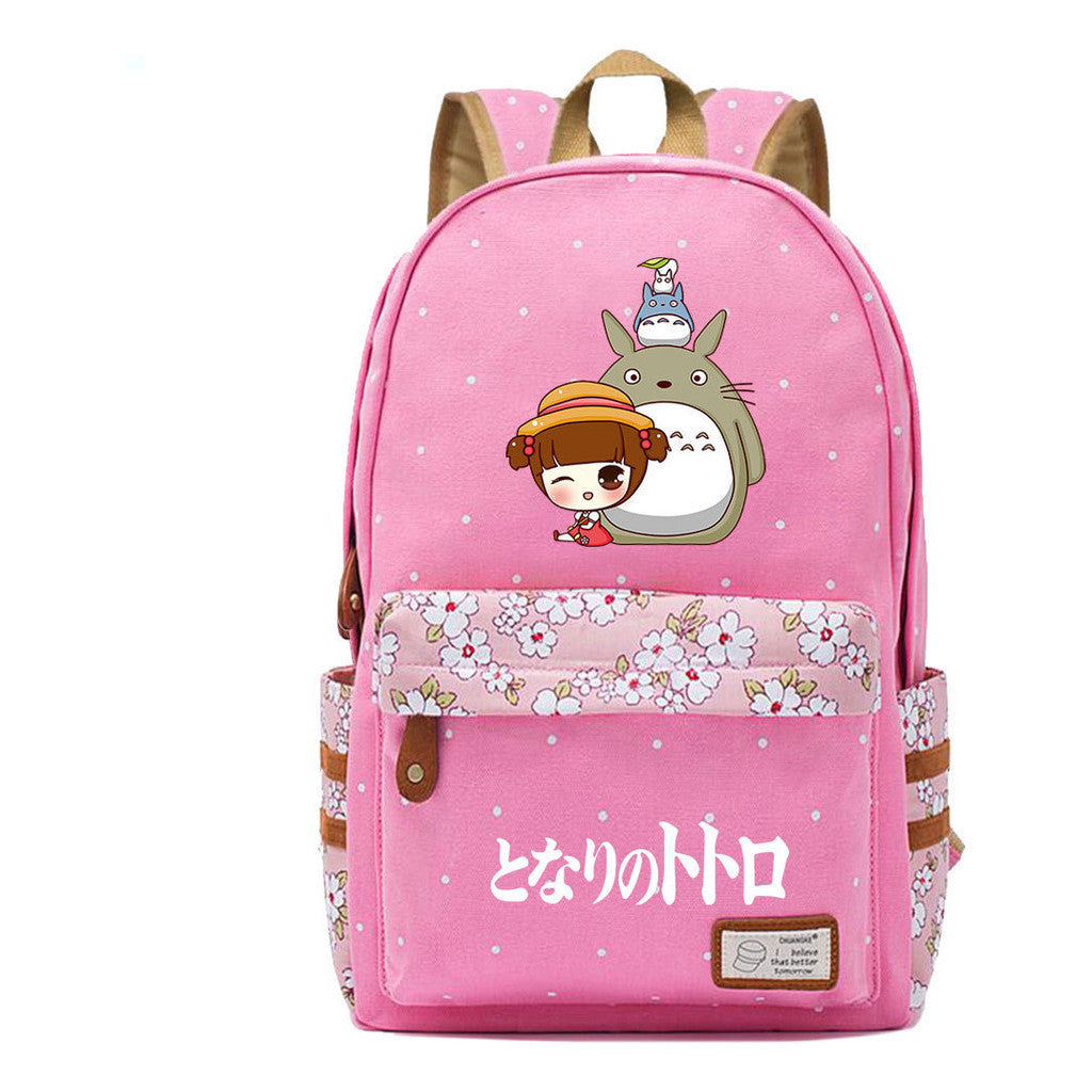 Printed Youth Student School Bag Fragmented Flower Leisure Backpack