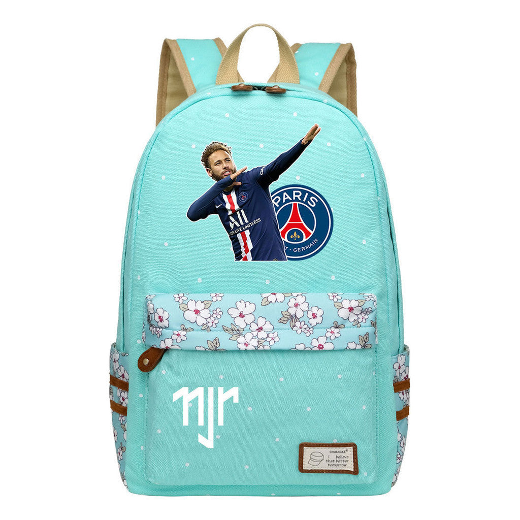 Football Star Neymar Printed Youth School Backpack For Primary And Secondary School Students, Fashionable And Casual Backpack