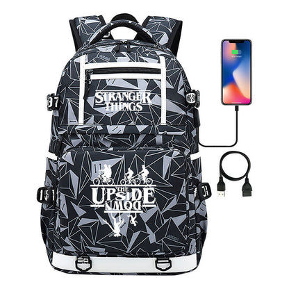 Strange Story Printed Usb Youth Student Backpack For Men And Women's Leisure Travel Backpack