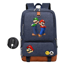 Super Mario Printed Usb Youth Student Backpack For Leisure Travel Backpack