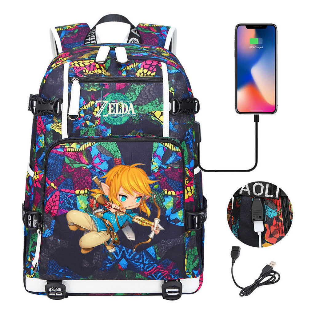 Printed Teenage Student Backpack For Men And Women With Backpacks