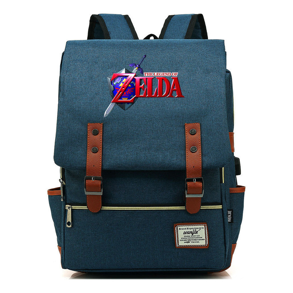 Printed Youth Student Backpack Usb Men's And Women's Casual Backpack