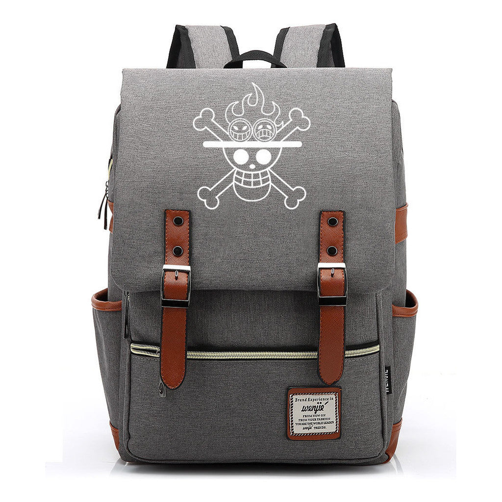 Anime One Piece King Luffy Printed Youth Student School Bag Men's And Women's Casual Belt Buckle Classic Backpack