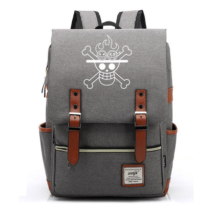Anime One Piece King Luffy Printed Youth Student School Bag Men's And Women's Casual Belt Buckle Classic Backpack