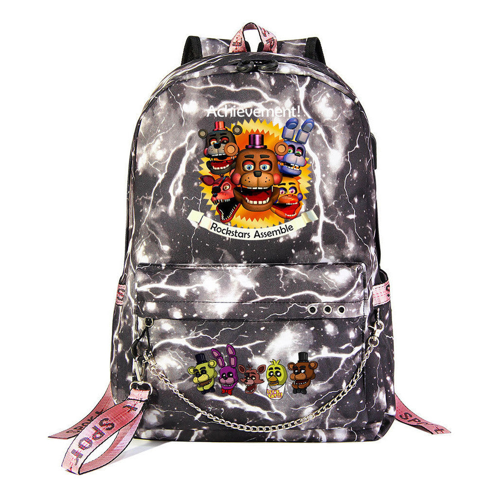 Toy Bear Game Usb Youth Student Backpack For Men And Women Leisure Travel Backpack