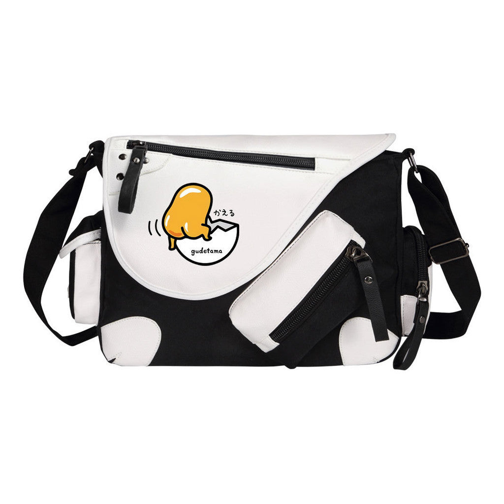 Lazy Egg Teenage Student School Bag Canvas Shoulder Bag Men's And Women's Leisure Straddle Backpack