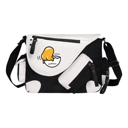 Lazy Egg Teenage Student School Bag Canvas Shoulder Bag Men's And Women's Leisure Straddle Backpack