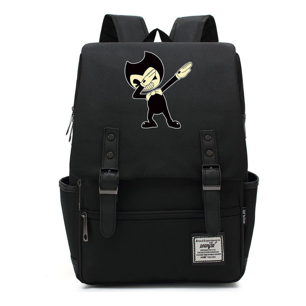 Printed Teenage Student Backpack For Men And Women With Casual Belt Buckle Classic Backpack